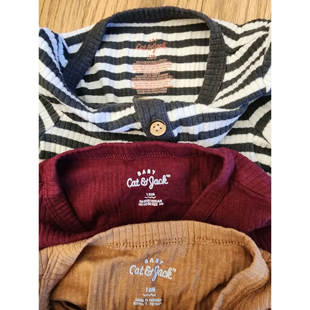 18M Boys Lot of 5 Cat & Jack, Old Navy | Long Sleeve Ribbed Body Suits Pants